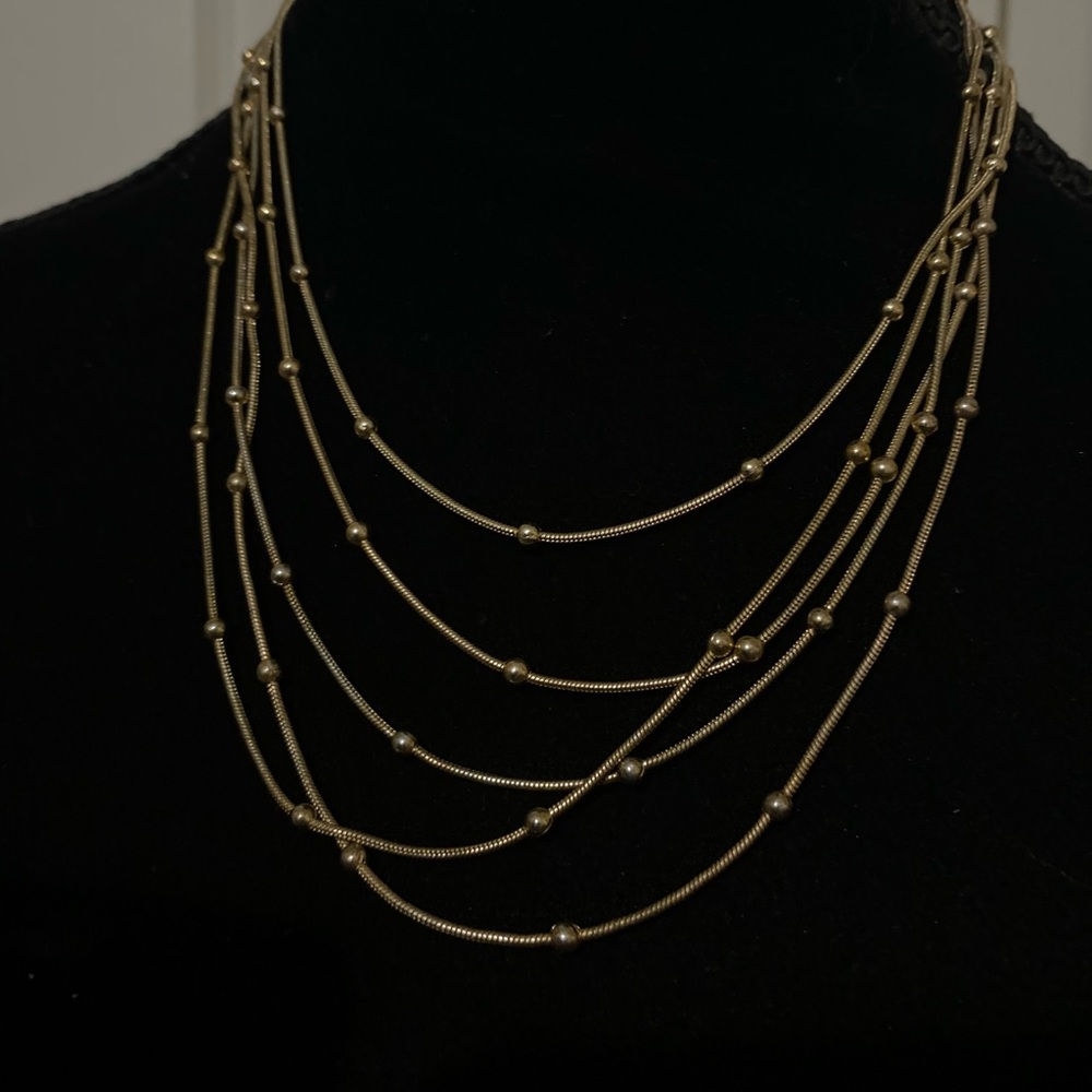 Five Layer Gold Necklace. Statement Accent Piece. - image 2